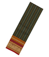 Bottle Green Handloom Kanchi Cotton Saree With Checks-KC1849