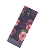 Black Printed Synthetic Linen Saree With Floral Motifs-SY0190