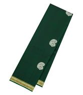 Bottle Green Handloom Kanchipuram Silk Saree With Buttas-KA15214