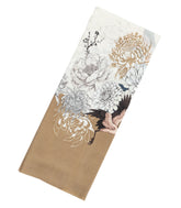 Beige Woven Crepe Silk Saree With Printed Crane Motifs-PS0523