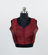 Maroon Readymade Sleeveless Blended Silk Blouse With Sweetheart Neck-RB5217