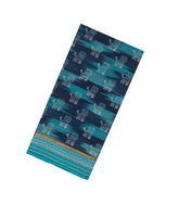 Cyan Woven Chirala Cotton Saree With Printed Lion Motifs-CR1263