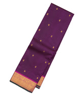 Dark Magenta Handloom Kanchipuram Silk Saree With Floral Buttas-KA12644