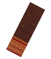 Maroon Woven Chettinad Cotton Saree With Checks & Buttas-CN1838