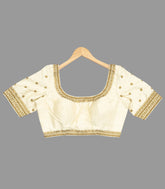 Off-White Gold Embroidered Festive Blouse -RB5109