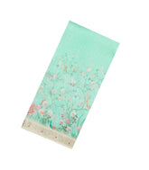 Aquamarine Handloom Linen Saree With Printed Floral Motifs-LI0773