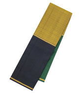 Olive Green Handloom Kanchipuram Silk Saree With Ganga Jamuna Border-KA16192