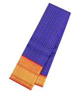 Blue Handloom Korvai Kanchipuram Silk Saree With Motif Zari Stripes-KA16831