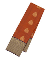 Rust Handloom Soft Silk Saree With Floral Buttas-SO4680