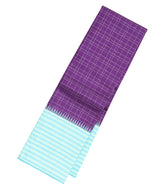 Purple Handloom Korvai Kanchipuram Silk Saree With Checks & Contrast Border-KA13361