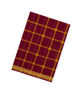 Crimson Woven Kadappa Cotton Saree With Checks-KN0745