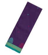 Dark Purple Woven Chettinad Cotton Saree With Buttas & Contrast Border-CN1806