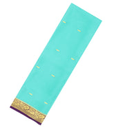 Turquoise Woven Mysore Silk Saree With Buttas & Contrast Border-MS3625