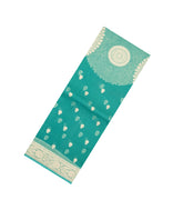 Aquamarine Woven Pure Banarasi Organza Silk Saree With Floral Buttas-KS1161