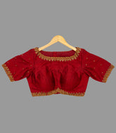 Red Floral Embroidered Festive Blouse