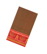Brown Handloom Rajkot Patola Ikat Silk Saree With Tie & Dye Motifs-IK0502