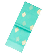 Aquamarine Handloom Banarasi Organza Silk Saree With Meena Floral Motifs-BE1387