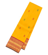 Yellow Handloom Korvai Kanchipuram Silk Saree With Silk Buttas-KA15919