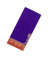 Purple Handloom Banarasi Khadi Georgette Silk Saree With Corner Buttas-BE1594