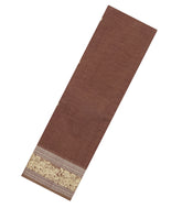 Brown Handloom Kanchi Cotton Saree With Horse Buttas-KC1746