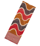Red & Rust Printed Chanderi Cotton Saree With Zari Border-CC1475