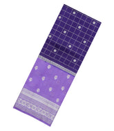 Violet Woven Banarasi Poona Silk Saree With Checks & Buttas-BP1005