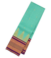 Aquamarine Handloom Korvai Kanchipuram Silk Saree With Floral Motifs-KA13537