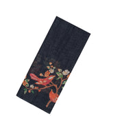Black Printed Synthetic Linen Saree With Bird Motifs-SY0168