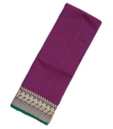 Magenta Woven Bengal Cotton Saree With Peacock Border & Kalamkari Printed Blouse-BG1444