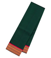 Bottle Green Handloom Korvai Kanchipuram Silk Saree With Contrast Border-KA15309