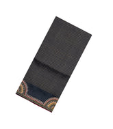 Black Printed Tussar Silk Saree With Checks & Meena Embroidered Border-TU3808