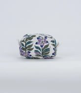 White Cotton Bagru Printed Coin Pouch With Zipper-ACS1068