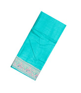 Turquoise Woven Tussar Silk Saree With Meena Floral Border-TU2943