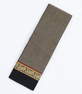 Dark Grey Woven Chirala Cotton Saree With Printed Blouse-CR1506