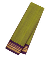 Olive Green Handloom Gadwal Silk Cotton Saree With Contrast Border -GA0271