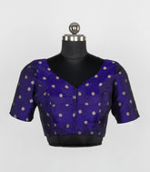 Purple Readymade Tussar Silk Blouse With Zari Buttas-RB5246