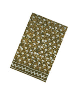 Olive Green Printed Jaipur Cotton Saree With Floral Motifs-JC1530