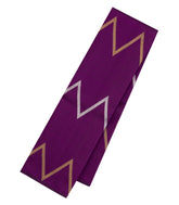 Dark Purple Handloom Kanchipuram Silk Saree With Chevron Stripes-KA15486