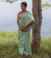 Pista Green Handloom Venkatagiri Cotton Saree With Meena Pallu-KN0693