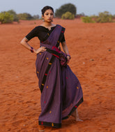 Lilac Handloom Bengal Cotton Saree With Mango Buttas-BG1704