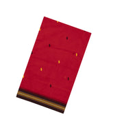 Crimson Handloom Bengal Cotton Saree With Cross Buttas-BG1853