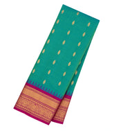 Aquamarine Handloom Gadwal SICO Saree With Cotton Body & Silk Border-GA0327