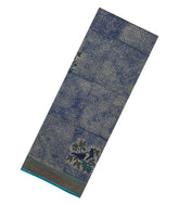 Indigo Printed Chanderi Cotton Saree With Bird Motifs-CC1450