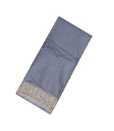 Grey Woven Tussar Silk Saree With Meena Floral Border-TU2978