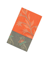 Orange Printed Art Tussar Saree With Zari Border-BL5005