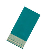 Cyan Woven Blended Satin Saree With Floral Zari Border-BL6012