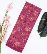 Pink Woven Digital Printed Chiffon Silk Saree With Floral Motifs