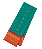 Aquamarine Handloom Gadwal SICO Saree With Cotton Body & Silk Border-GA0321