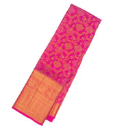 Hot Pink Handloom Kanchipuram Silk Saree With Meena Floral Motifs