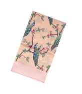 Light Peach Woven Blended Soft Silk With Digital Thread Work Peacock motifs-BL3548